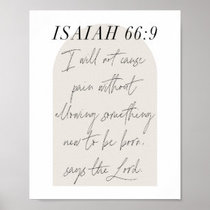 Isaiah 66:9 Minimal Boho Beige Arch-skript Poster
