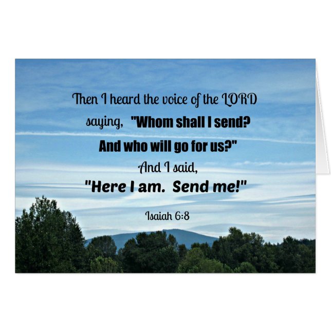 Isaiah 6:8 Sen hörde jag Guds röst Hälsningskort (Framsidan Horizontal)