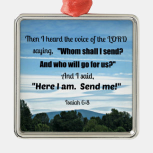 Isaiah 6:8 Sen hörde jag Guds röst Julgransprydnad Metall