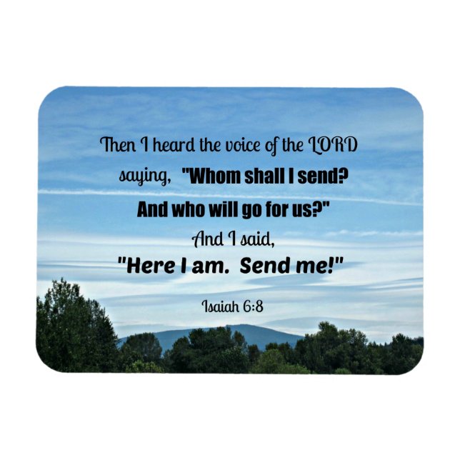 Isaiah 6:8 Sen hörde jag Guds röst Magnet (Horisontell)