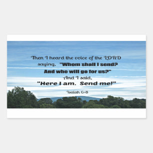 Isaiah 6:8 Sen hörde jag Guds röst Rektangulärt Klistermärke
