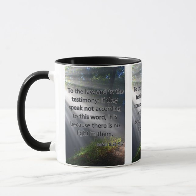 Isaiah 8:20 KJV Bible Scripture Pic Two-Tone Mugg (Vänster)