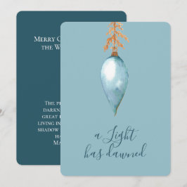 Isaiah 9:2 Elegant Blue Watercolor jul Julkort