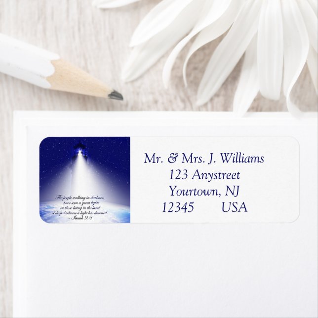 Isaiah 9:2 Julfoto Returadress Etikett (Insitu)