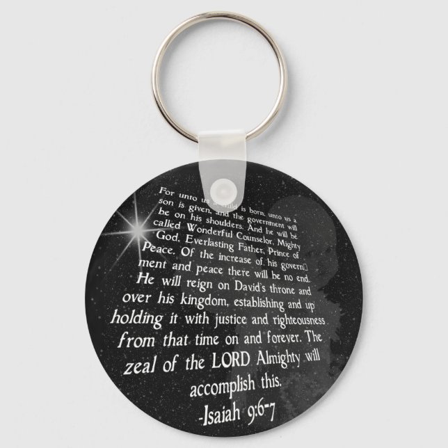 Isaiah 9:6-7. Ett barn är fött - Jesus Nyckelring (Framsida)