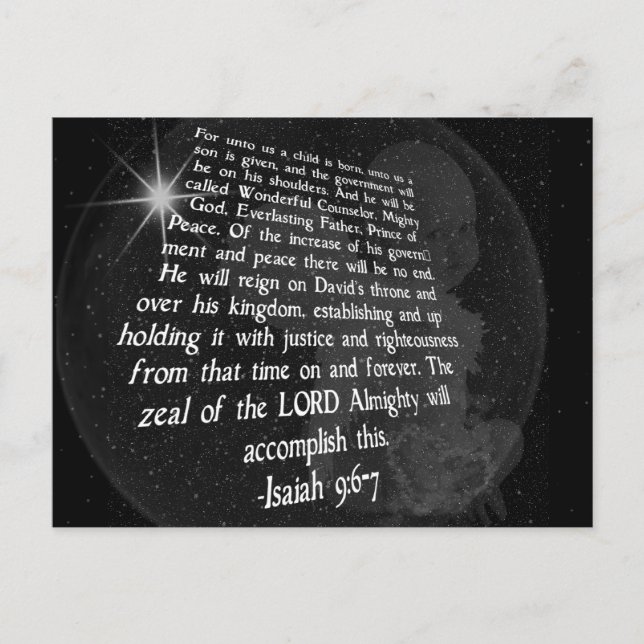 Isaiah 9:6-7. Ett barn är fött - Jesus Vykort (Framsida)