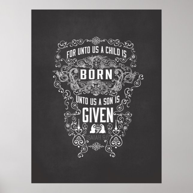 Isaiah 9:6 Åt oss ett barn föds på ett annat ställ Poster (Framsidan)