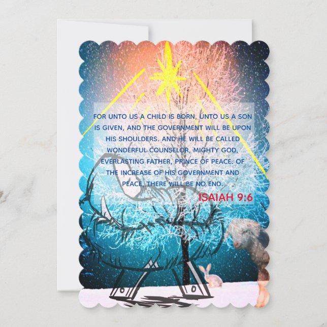 Isaiah 9:6 Åt oss ett barn föds på jul Julkort (Framsida)