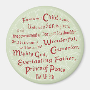 Isaiah 9:6 Bibelverse i Färg Magnet