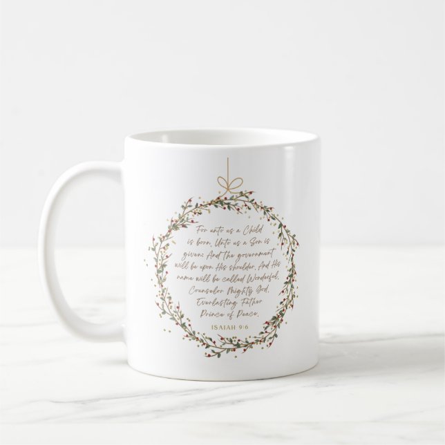 Isaiah 9:6 Christmas Bible Verse Kaffemugg (Vänster)