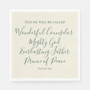 Isaiah 9:6 Elegant Sage Grönt Christian jul Pappersservett
