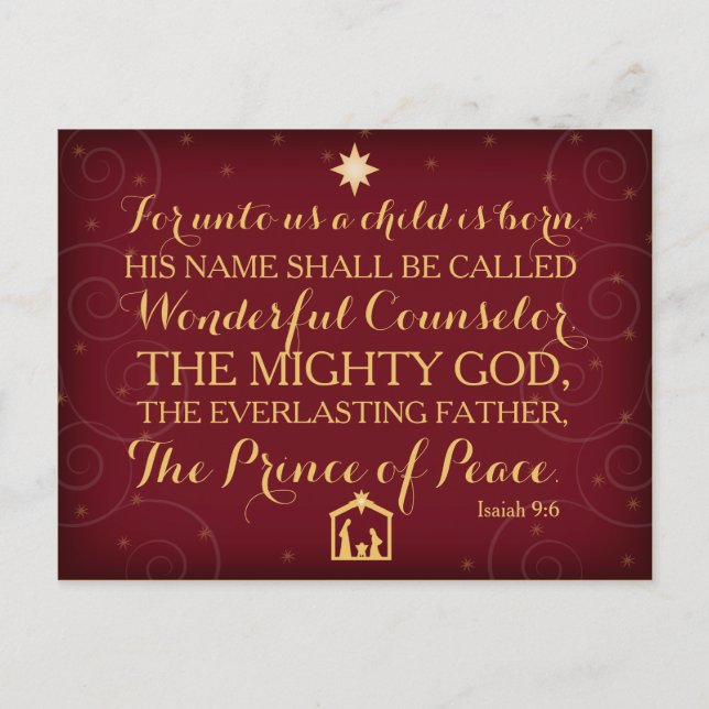 Isaiah 9:6 för Årets födelse Helg Vykort (Framsida)