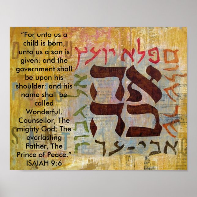 Isaiah 9: 6: "För att komma till oss är ett barn f Poster (Framsidan)