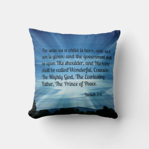 Isaiah 9:6 För oss är ett barn fött... Kudde