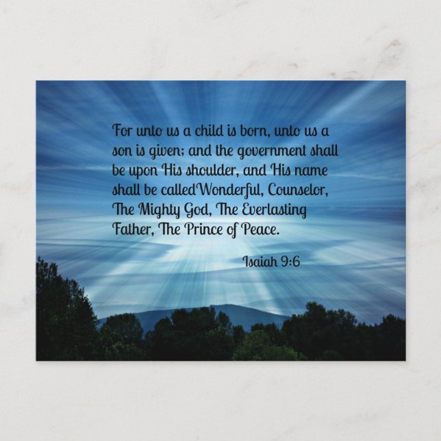 Isaiah 9:6 För oss är ett barn fött... Vykort (Framsida)
