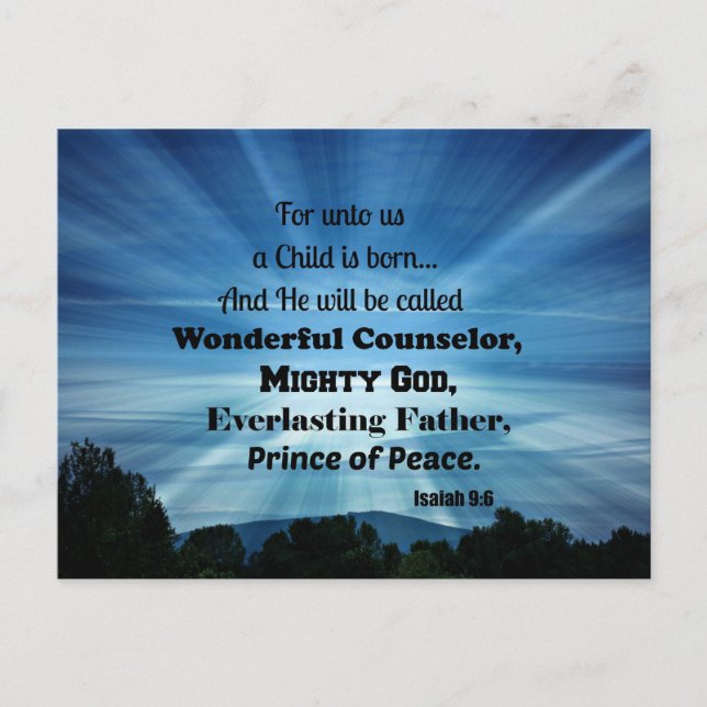 Isaiah 9:6 För oss föds ett barn. Vykort (Framsida)