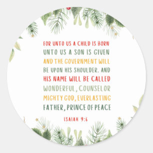 Isaiah 9:6 För Unto USA är ett barn på fötter Runt Klistermärke