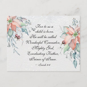 Isaiah 9:6 Han kommer att kallas Wonderful...jul Vykort