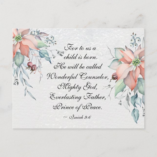 Isaiah 9:6 Han kommer att kallas Wonderful...jul Vykort (Framsida)