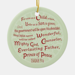 Isaiah 9:6 i Färg Julgransprydnad Keramik
