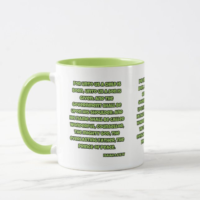 Isaiah 9:6 KJV Bible Scripture Two-Tone Mugg (Vänster)