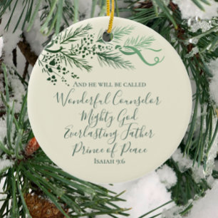 Isaiah 9:6 Personlig Modern julgåva Gräs Julgransprydnad Keramik