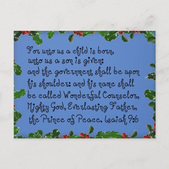 Isaiah 9:6 vykort (Framsida)