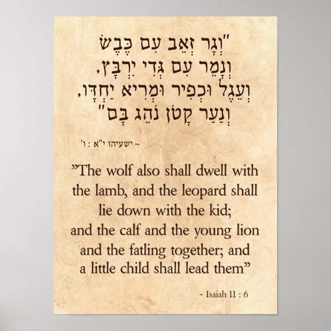 Isaiahs Varg och Lamb Prophecy Hebrew - engelska Poster (Framsidan)