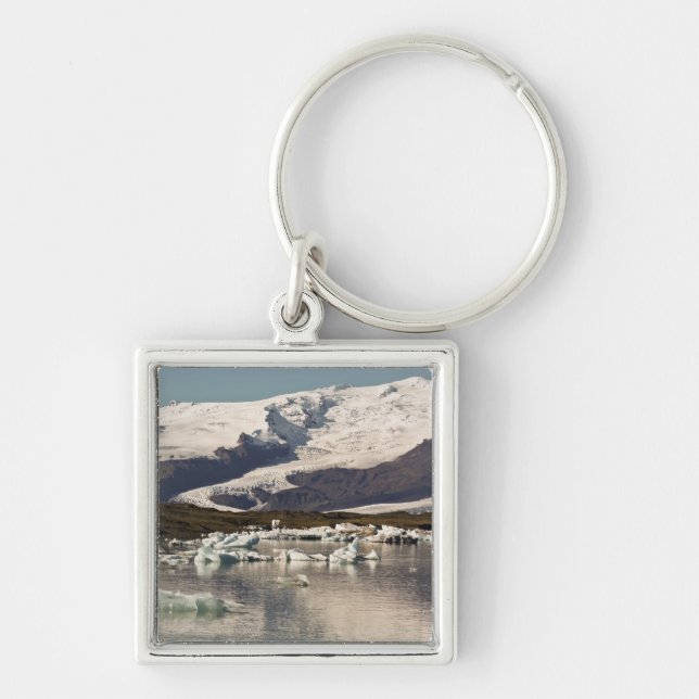 Isbergformationer Fyrkantig Silverfärgad Nyckelring (Framsidan)