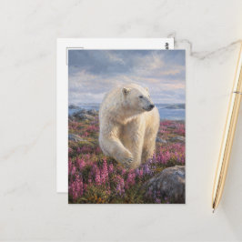 Isbjörn Arktisk Tundra Vildblomma Vykort