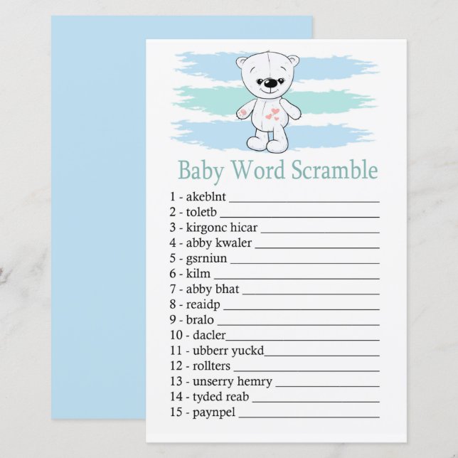 Isbjörn Baby ordsammansatt spel (Fram/baksida)