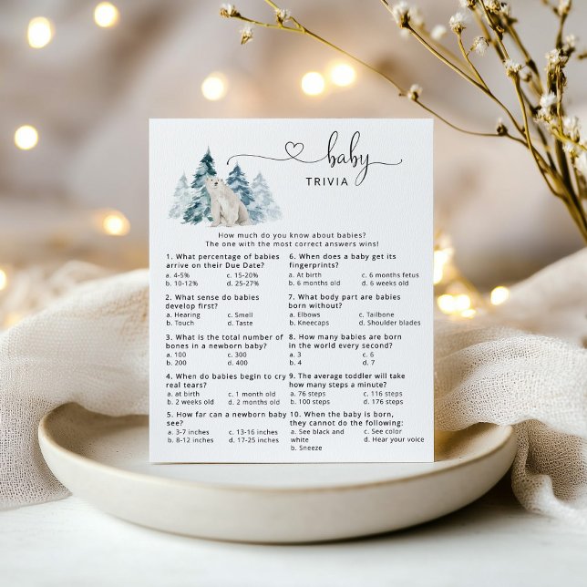 Isbjörn Baby trivia baby shower spel (Skapare uppladdad)