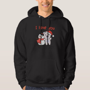 Isbjörn Jag älskar dig så mycket snömannen Puns Hoodie