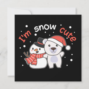 Isbjörn Jag är Snö Söt Snöman Snö Puns Invitation Inbjudningar
