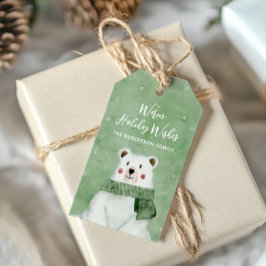 Isbjörn med grön halsduk varma välgångsönskningar presentetikett