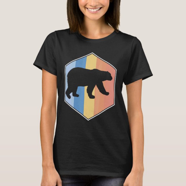 Isbjörn Med Retro Färger I En Hexagon T Shirt (Framsida)