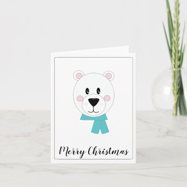 Isbjörn med turkos scarf  helgkort (Framsida)