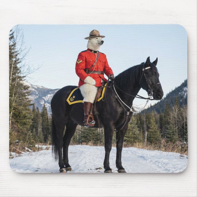 Isbjörn RCMP Korpral Till häst Musmatta (Framsidan)