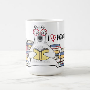 Isbjörn som läser bok kaffemugg
