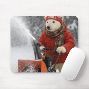 Isbjörn som trycker på en snöslunga musmatta