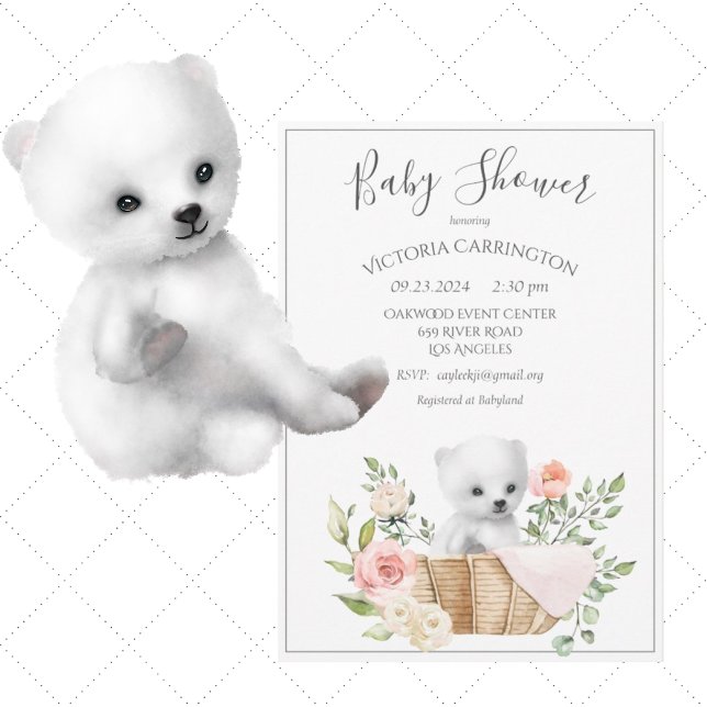 Isbjörn Vattenfärg Baby Shower Inbjudningar (Skapare uppladdad)
