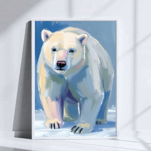 Isbjörn Vattenfärg Vinter Djur Målning Poster