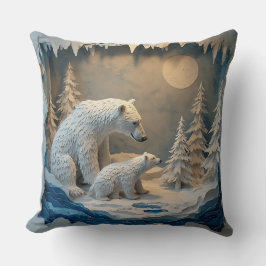 Isbjörnar Blå Arktisk Skogsscen 🐻❄️ Kudde