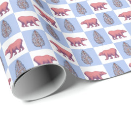 Isbjörnar och blocktryck topiary inslagspapper presentpapper