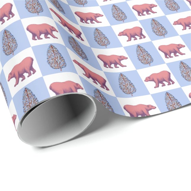 Isbjörnar och blocktryck topiary inslagspapper presentpapper (Rullad Hörn)