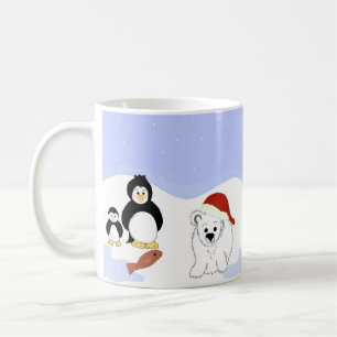 Isbjörnar och pingviner kaffemugg