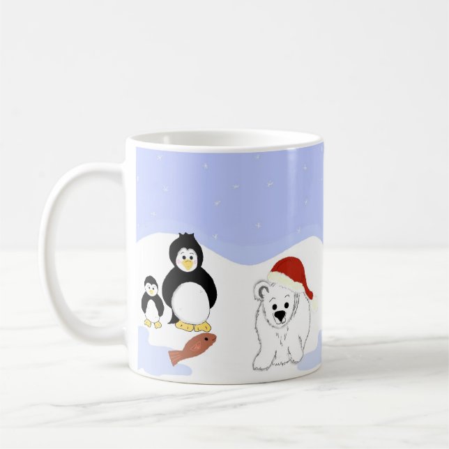 Isbjörnar och pingviner kaffemugg (Vänster)