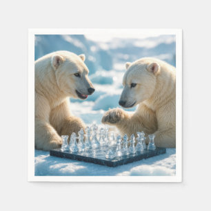 Isbjörnar som spelar schack på en glaciär pappersservett