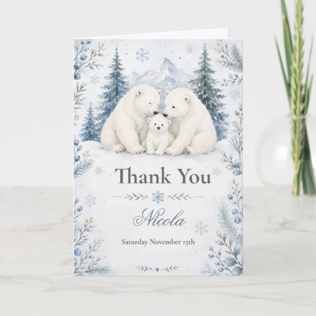 Isbjörns Baby Shower Tack Kort (Framsida)