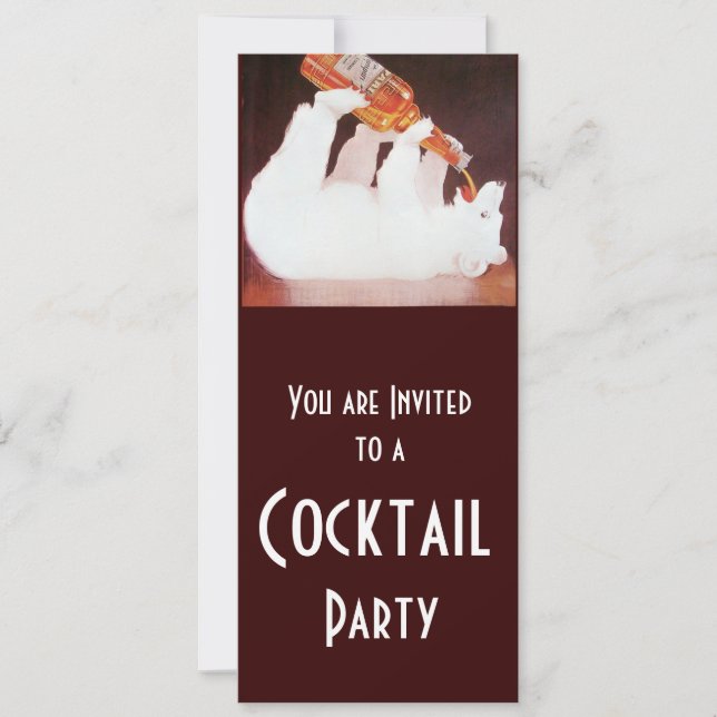 ISBJÖRNS COCKTAILFEST ,vit brun röd Inbjudningar (Framsida)